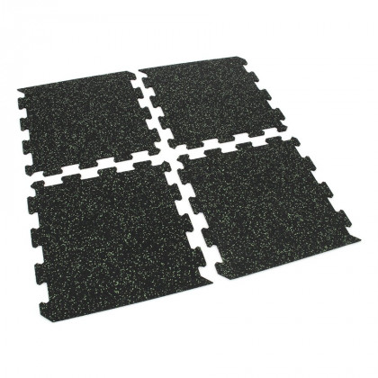 Černo-zelená gumová modulová puzzle dlažba (okraj) FLOMA IceFlo SF1100 - 100 x 100 x 1 cm