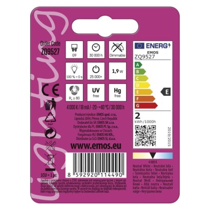 LED žárovka Classic JC 1,9W G9 neutrální bílá