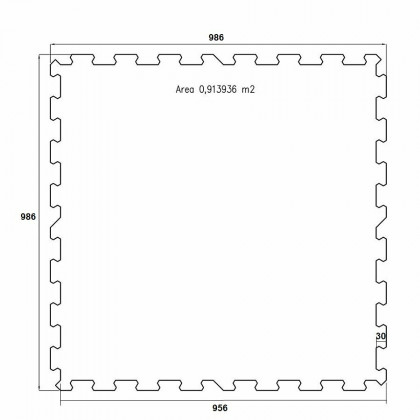 Černá gumová modulová puzzle dlažba (roh) FLOMA FitFlo SF1050 - 100 x 100 x 1,6 cm