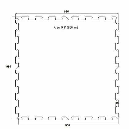 Černo-bílo-červená gumová modulová puzzle dlažba (střed) FLOMA FitFlo SF1050 - 100 x 100 x 1,6 cm