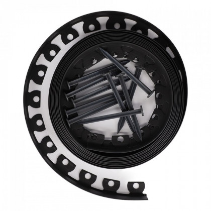 Černý plastový zahradní obrubník Smart Border - 10 m x 1 cm x 5 cm