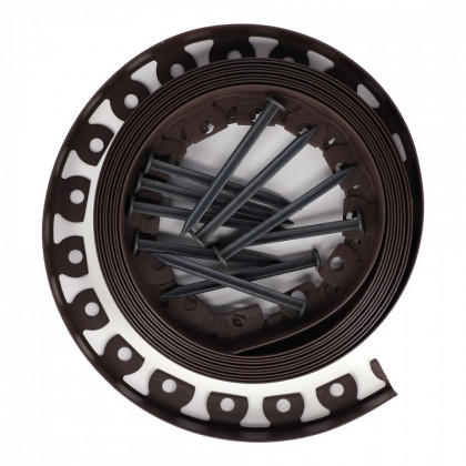 Hnědý plastový zahradní obrubník Smart Border - 10 m x 1 cm x 5 cm