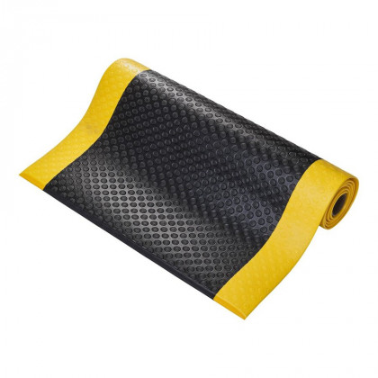 Černo-žlutá pěnová protiúnavová protiskluzová průmyslová rohož (penízky) - 18,3 m x 90 cm x 0,9 cm