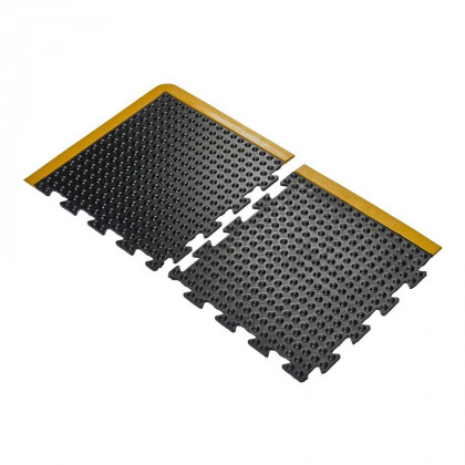 Černo-žlutá gumová protiúnavová průmyslová dlažba (okraj) - 50 x 50 x 1,35 cm