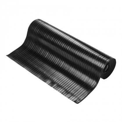 Černá rýhovaná protiskluzová průmyslová rohož COBARIB WIDE - 10 m x 90 cm x 0,6 cm
