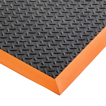 Černo-oranžová protiúnavová protiskluzová průmyslová rohož Cushion Flex - 210 x 91 x 1,27 cm