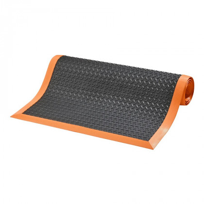 Černo-oranžová protiúnavová protiskluzová průmyslová rohož Cushion Flex - 210 x 91 x 1,27 cm
