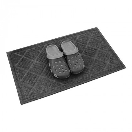 Šedá textilní gumová čistící vstupní rohož FLOMA Parquet - 45 x 75 x 1,1 cm
