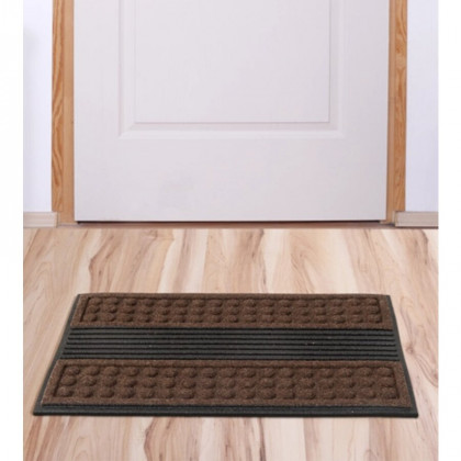 Hnědá textilní gumová čistící vstupní rohož FLOMA Scrape - 45 x 75 x 1,3 cm