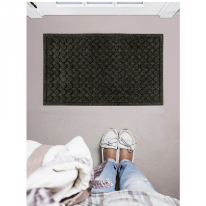 Antracitová textilní gumová čistící vstupní rohož FLOMA Rounds - 50 x 80 x 1,1 cm