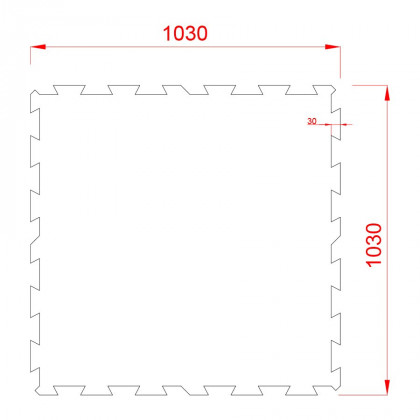 Černo-bílá gumová modulová puzzle dlažba (střed) FLOMA FitFlo SF1050 - 100 x 100 x 1 cm