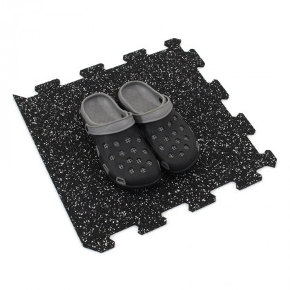 Černo-bílá gumová modulová puzzle dlažba (okraj) FLOMA FitFlo SF1050 - 100 x 100 x 1 cm