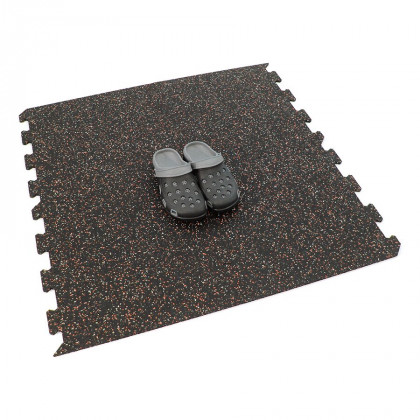 Černo-bílo-červená gumová modulová puzzle dlažba (okraj) FLOMA FitFlo SF1050 - 100 x 100 x 1 cm