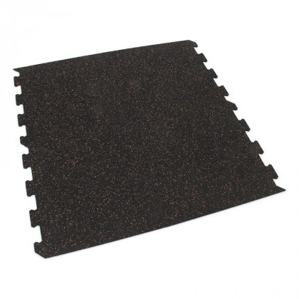 Černo-červená gumová modulová puzzle dlažba (okraj) FLOMA FitFlo SF1050 - 100 x 100 x 1 cm