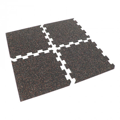 Černo-bílo-červená gumová modulová puzzle dlažba (roh) FLOMA FitFlo SF1050 - 50 x 50 x 1 cm