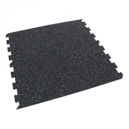 Černo-bílo-modrá gumová modulová puzzle dlažba (okraj) FLOMA FitFlo SF1050 - 50 x 50 x 1 cm