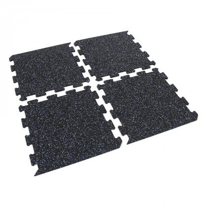 Černo-bílo-modrá gumová modulová puzzle dlažba (okraj) FLOMA FitFlo SF1050 - 50 x 50 x 1,6 cm