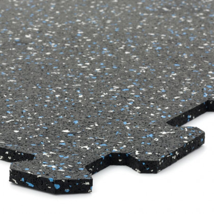 Černo-bílo-modrá gumová modulová puzzle dlažba (střed) FLOMA FitFlo SF1050 - 50 x 50 x 1,6 cm