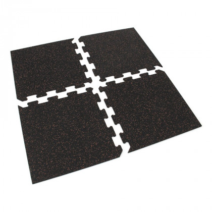 Černo-červená gumová modulová puzzle dlažba (roh) FLOMA FitFlo SF1050 - 50 x 50 x 1 cm