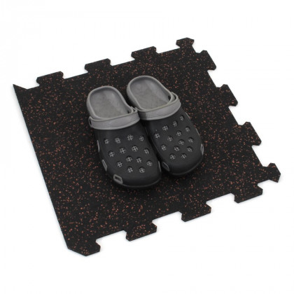 Černo-červená gumová modulová puzzle dlažba (okraj) FLOMA FitFlo SF1050 - 50 x 50 x 1 cm