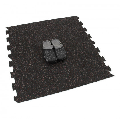 Černo-červená gumová modulová puzzle dlažba (okraj) FLOMA FitFlo SF1050 - 50 x 50 x 1 cm