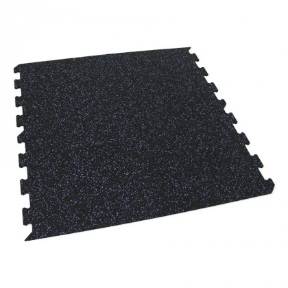 Černo-modrá gumová modulová puzzle dlažba (okraj) FLOMA FitFlo SF1050 - 50 x 50 x 1,6 cm