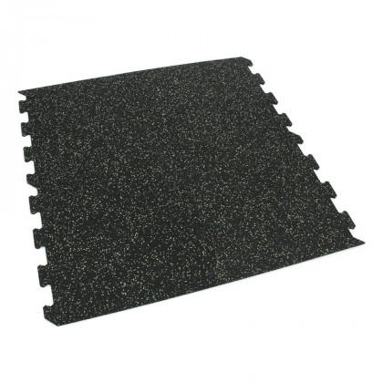 Černo-zelená gumová modulová puzzle dlažba (okraj) FLOMA FitFlo SF1050 - 50 x 50 x 1,6 cm