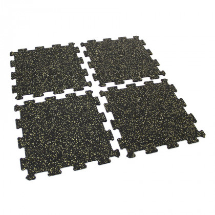 Černo-žlutá gumová modulová puzzle dlažba (střed) FLOMA FitFlo SF1050 - 50 x 50 x 1 cm