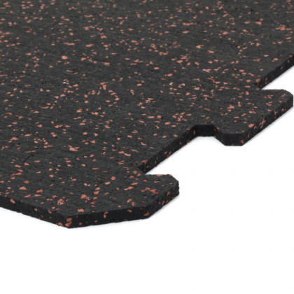 Černo-červená gumová modulová puzzle dlažba (roh) FLOMA IceFlo SF1100 - 100 x 100 x 1,6 cm