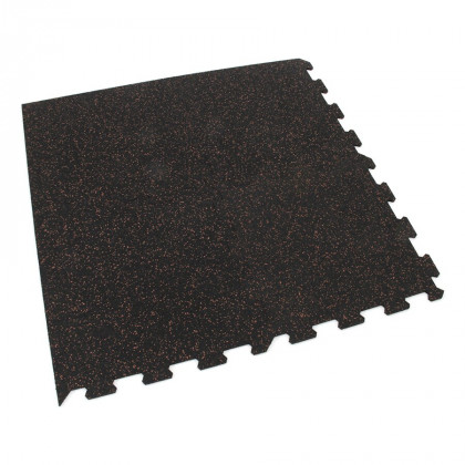 Černo-červená gumová modulová puzzle dlažba (roh) FLOMA IceFlo SF1100 - 100 x 100 x 1,6 cm