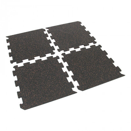 Černo-červená gumová modulová puzzle dlažba (okraj) FLOMA IceFlo SF1100 - 100 x 100 x 1,6 cm