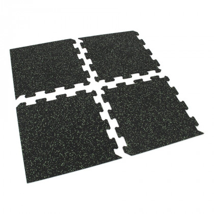 Černo-zelená gumová modulová puzzle dlažba (roh) FLOMA IceFlo SF1100 - 100 x 100 x 1,6 cm