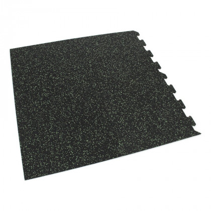 Černo-zelená gumová modulová puzzle dlažba (roh) FLOMA IceFlo SF1100 - 100 x 100 x 1,6 cm