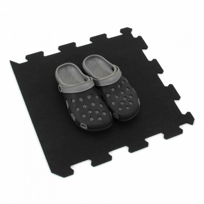 Černo-bílá gumová modulová puzzle dlažba (okraj) FLOMA Sandwich - 100 x 100 x 2,8 cm