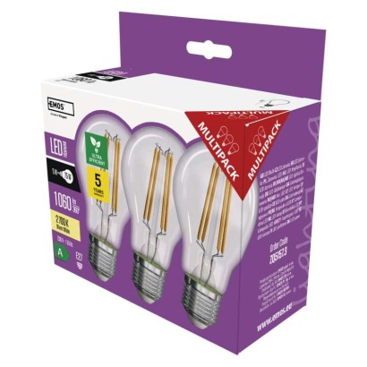 LED žárovka Filament A60 / E27 / 5 W (75 W) / 1 060 lm / teplá bílá