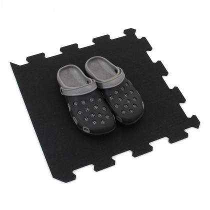 Černo-bílo-šedá gumová modulová puzzle dlažba (okraj) FLOMA Sandwich - 100 x 100 x 2,5 cm