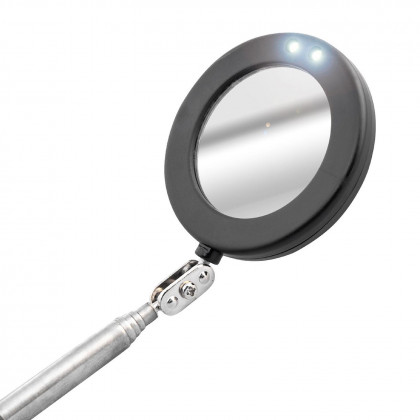 Magnetické inspekční zrcátko kulaté s LED diodami | 50 mm, 280-870 mm