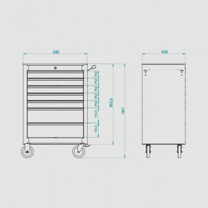 Montážní vozík na nářadí kovový - prázdný | 680x458x860 mm
