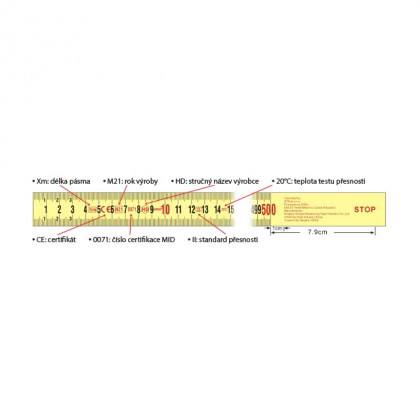 Metr svinovací kovový 2x stop | 7,5 m x 25 mm