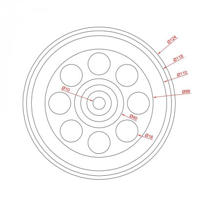 Gumová podložka zvedáku pro zvedáky Ravaglioli FLOMA RP101 - průměr 12,4 cm x 2,5 cm