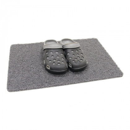 Šedá vinylová protiskluzová sprchová rohož FLOMA Spaghetti - 40 x 60 x 1,2 cm
