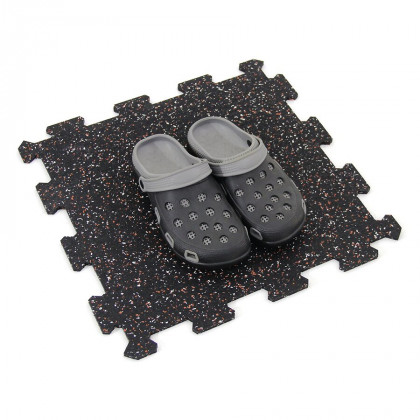 Černo-bílo-červená gumová modulová puzzle dlažba (střed) FLOMA SF1100 IceFlo - 100 x 100 x 1,6 cm