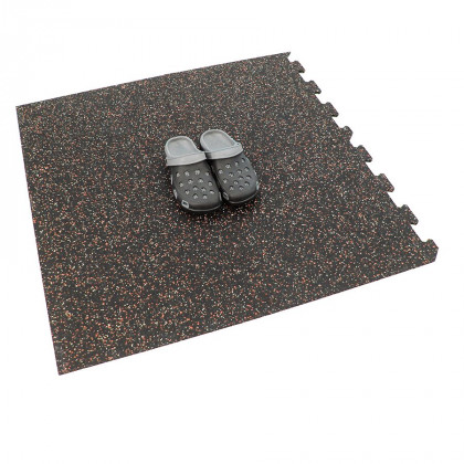 Černo-bílo-červená gumová modulová puzzle dlažba (roh) FLOMA IceFlo SF1100 - 100 x 100 x 1 cm