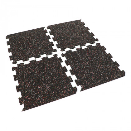 Černo-bílo-červená gumová modulová puzzle dlažba (okraj) FLOMA IceFlo SF1100 - 100 x 100 x 1 cm