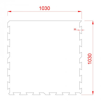 Černo-bílo-červená gumová modulová puzzle dlažba (okraj) FLOMA IceFlo SF1100 - 100 x 100 x 1,6 cm