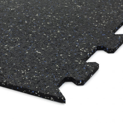 Černo-bílo-modrá gumová modulová puzzle dlažba (okraj) FLOMA IceFlo SF1100 - 100 x 100 x 1 cm