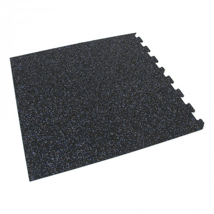 Černo-bílo-modrá gumová modulová puzzle dlažba (roh) FLOMA IceFlo SF1100 - 100 x 100 x 0,8 cm