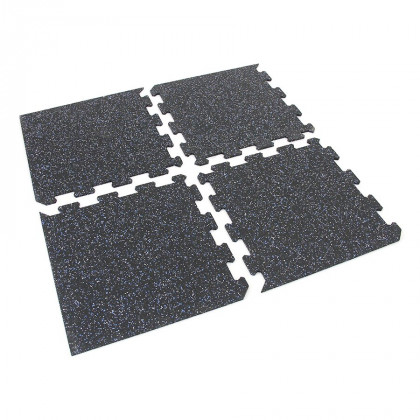 Černo-bílo-modrá gumová modulová puzzle dlažba (roh) FLOMA IceFlo SF1100 - 100 x 100 x 1,6 cm