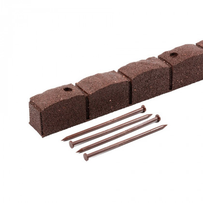 Světle hnědý gumový zahradní obrubník FLOMA Stone - 120 x 7 x 8,8 cm