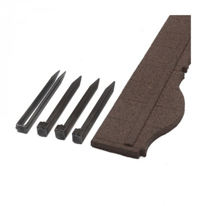 Hnědý gumový zahradní obrubník FLOMA Carolina - 118 x 2,5 x 15,25 cm